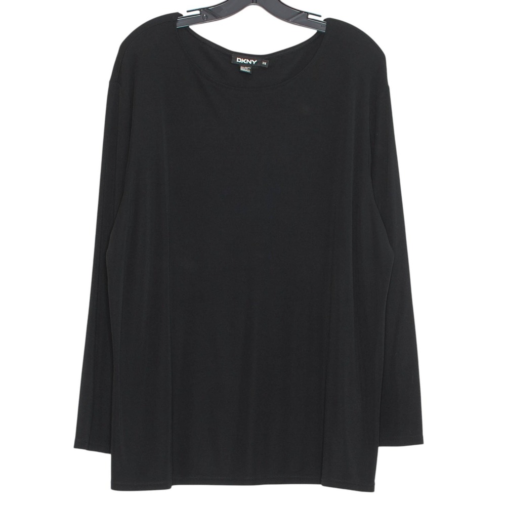 DKNY Top Minimalist Travel Casual Versatile Effortless Classic Staple‎ Black 3X